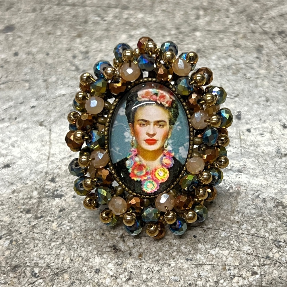 Frida Kahlo Ring In Multicolor Beads - Picture 1 of 8